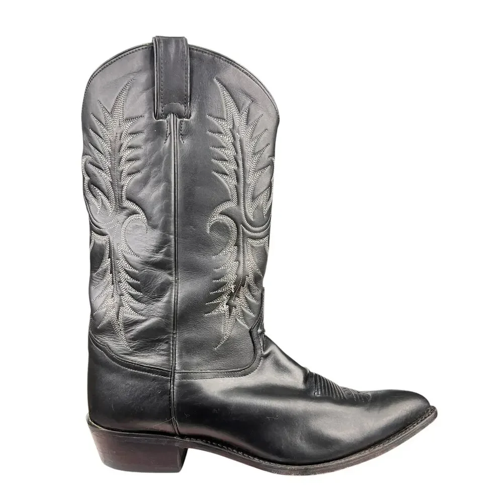 Vintage Tony Lama Mens Black Leather Western Cowboy Boots Size US 13 D